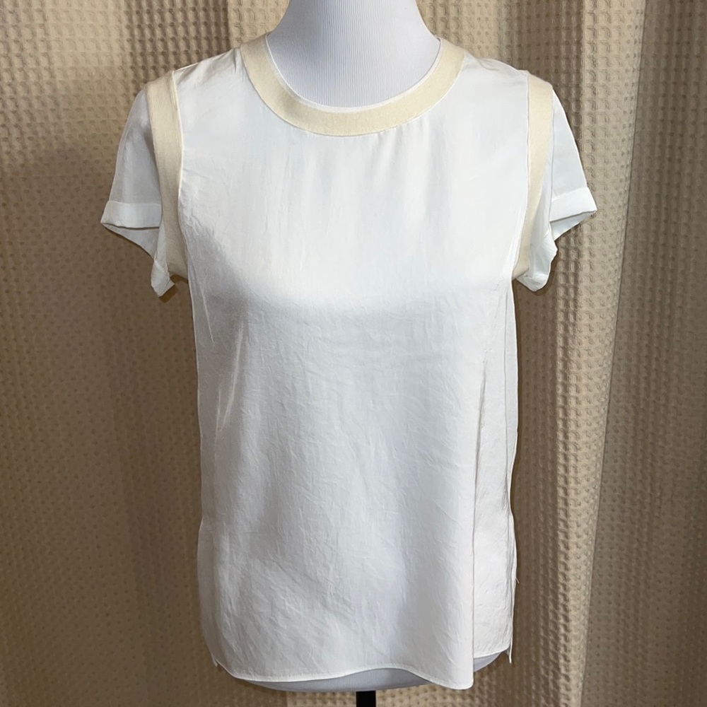 Like New!! Rag & Bone Cream Mixed Material Blouse- Small